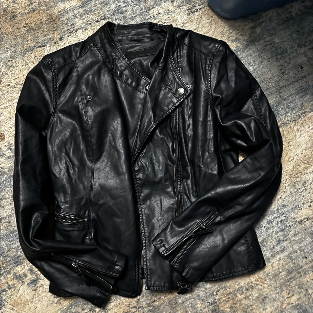 Blank NYC Black Leather Asymmetrical Moto Jacket